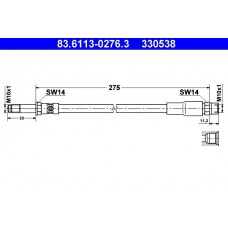 83.6113-0276.3 ATE Гальмівний шланг