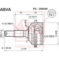 PG-206A48 ASVA Шарнирный комплект, Привідний вал