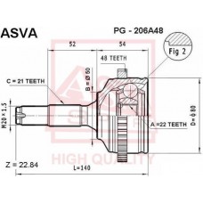 PG-206A48 ASVA Шарнирный комплект, Привідний вал