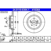 24.0110-0364.1 ATE Гальмівний диск