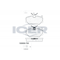 180696-700 ICER КомплеК т гальмівних колодок, дискове гальмо