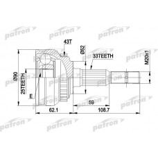 PCV1052 PATRON Шарнирный комплект, Привідний вал