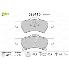598415 VALEO КомплеК т гальмівних колодок, дискове гальмо