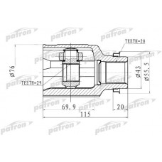 PCV1011 PATRON Шарнирный комплект, Привідний вал