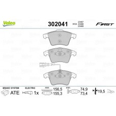 302041 VALEO КомплеК т гальмівних колодок, дискове гальмо