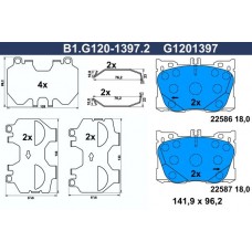B1.G120-1397.2 GALFER КомплеК т гальмівних колодок, дискове гальмо