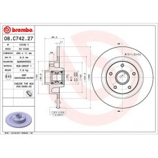 08.C742.27 BREMBO Гальмівний диск