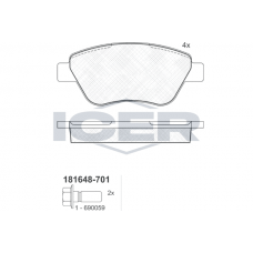 181648-701 ICER Комплект гальмівних колодок дисковий гальм