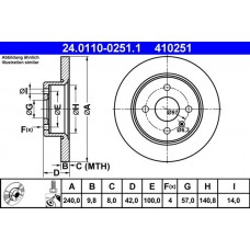 24.0110-0251.1 ATE Гальмівний диск