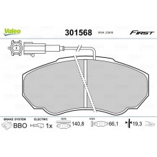301568 VALEO КомплеК т гальмівних колодок, дискове гальмо