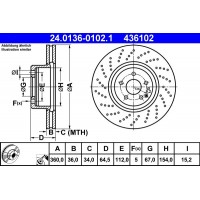 24.0136-0102.1 ATE Гальмівний диск