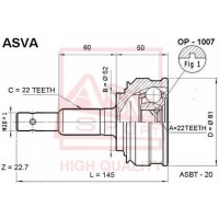 OP-1007 ASVA Шарнирный комплект, Привідний вал