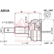 OP-1007 ASVA Шарнирный комплект, Привідний вал