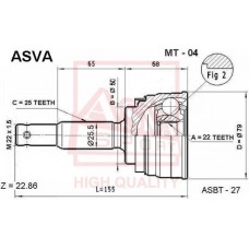 MT-04 ASVA Шарнирный комплект, Привідний вал
