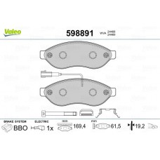 598891 VALEO КомплеК т гальмівних колодок, дискове гальмо