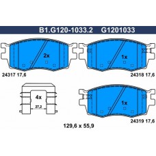 B1.G120-1033.2 GALFER КомплеК т гальмівних колодок, дискове гальмо