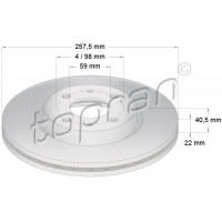 722 598 TOPRAN Гальмівний диск
