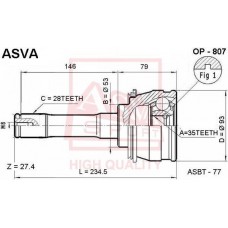 OP-807 ASVA Шарнирный комплект, Привідний вал
