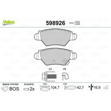 598926 VALEO Комплект гальмівних колодок дисковий гальм