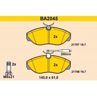 BA2045 BARUM Комплект гальмівних колодок дисковий гальм