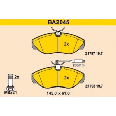 BA2045 BARUM Комплект гальмівних колодок дисковий гальм