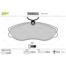 598602 VALEO Комплект гальмівних колодок дисковий гальм