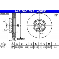 24.0136-0133.2 ATE Гальмівний диск
