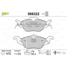 598322 VALEO Комплект гальмівних колодок дисковий гальм