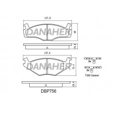 DBP756 DANAHER Комплект гальмівних колодок дисковий гальм