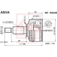 ME-802A48 ASVA Шарнирный комплект, Привідний вал
