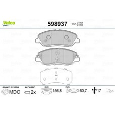 598937 VALEO Комплект гальмівних колодок дисковий гальм