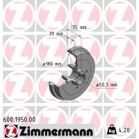 600.1950.00 ZIMMERMANN Гальмівний барабан