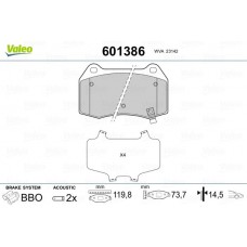 601386 VALEO КомплеК т гальмівних колодок, дискове гальмо