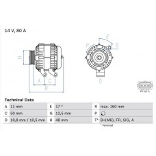 0 986 044 701 BOSCH Генератор