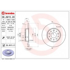 08.A915.21 BREMBO Гальмівний диск
