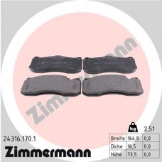 24316.170.1 ZIMMERMANN КомплеК т гальмівних колодок, дискове гальмо