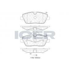 181662-202 ICER Комплект гальмівних колодок дисковий гальм