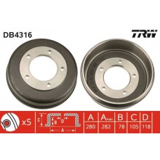 DB4316 TRW Гальмівний барабан
