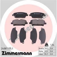 24087.175.1 ZIMMERMANN КомплеК т гальмівних колодок, дискове гальмо