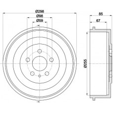 8DT 355 301-591 HELLA PAGID Гальмівний барабан