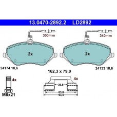 13.0470-2892.2 ATE Комплект гальмівних колодок дисковий гальм
