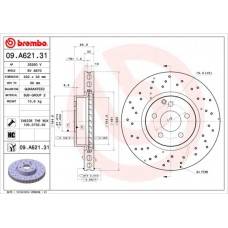 09.A621.31 BREMBO Гальмівний диск