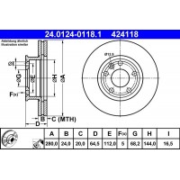 24.0124-0118.1 ATE Гальмівний диск