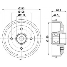 8DT 355 302-821 HELLA PAGID Гальмівний барабан