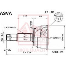 TY-40 ASVA Шарнирный комплект, Привідний вал