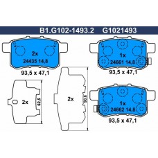 B1.G102-1493.2 GALFER Комплект гальмівних колодок дисковий гальм