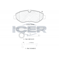 141832-203 ICER Комплект гальмівних колодок дисковий гальм