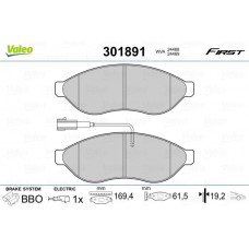 301891 VALEO Комплект гальмівних колодок дисковий гальм