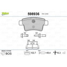 598936 VALEO Комплект гальмівних колодок дисковий гальм