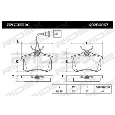 402B0067 RIDEX Комплект гальмівних колодок дисковий гальм